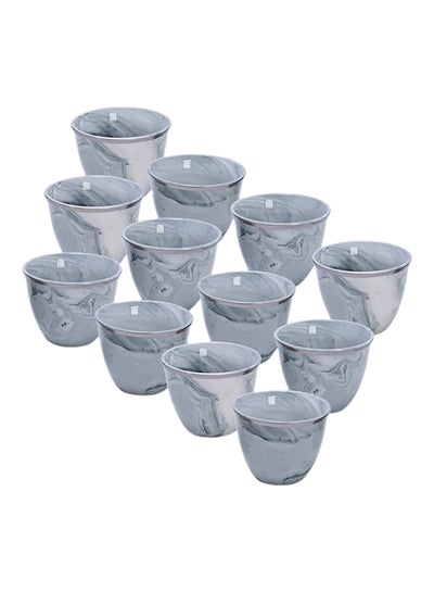 Buy 12-Piece Arabic Coffee Set Silver 90ml in Saudi Arabia