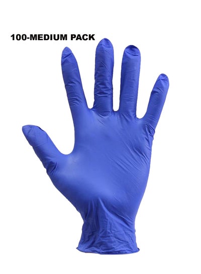 Buy 100-Piece Medical Grade Nitrile Examination Gloves Blue M in UAE