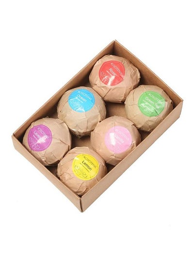 Buy 6-Piece Organic Handmade Bath Bombs Gift Set Multicolour 60g in UAE