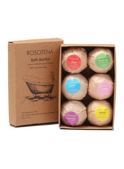 Buy 6-Piece Organic Bath Bombs Gift Set Multicolour 60grams in UAE