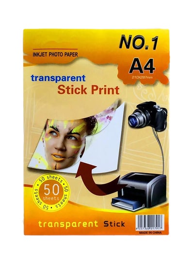 Buy A4 Transparent Stick Print Inkjet Photo Paper in UAE