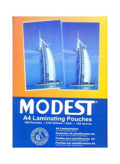 اشتري 100-Piece A4 Laminating Pouch متعدد الألوان في الامارات