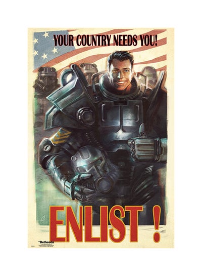 Buy Fallout 4 Your Country Needs You Poster Black/Red/White 61x91.5cm in UAE