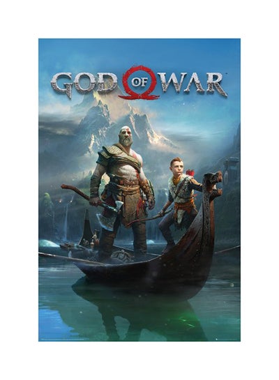 اشتري ملصق طويل فني للعبة "God Of War" الأزرق/ البني/ الأحمر 61x91.5سم في الامارات