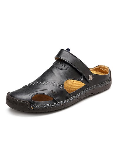 Buy Leather Classic Slides Black in Saudi Arabia