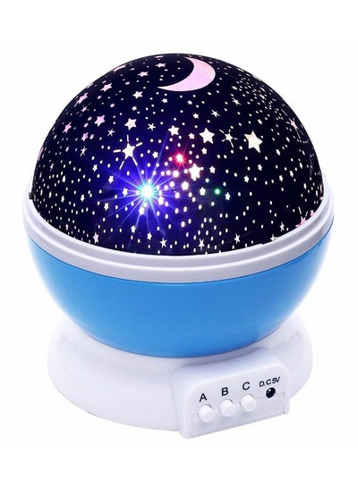 Buy Star And Moon Rotating Projector Night Lamp Blue/Black/White 13x13x14.5cm in UAE