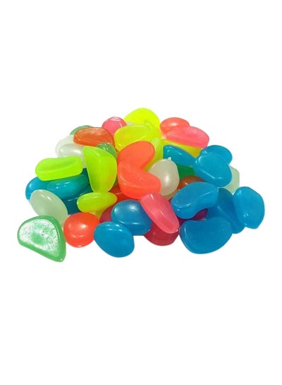 Buy 50-Piece Glow In The Dark Decorative Pebbles Green/Blue/Red in UAE