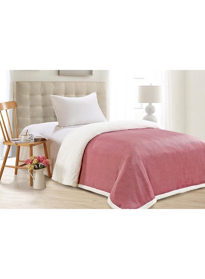 Buy Double Sided Fur Blanket Sarah-01 Faux Fur Pink/White King in UAE
