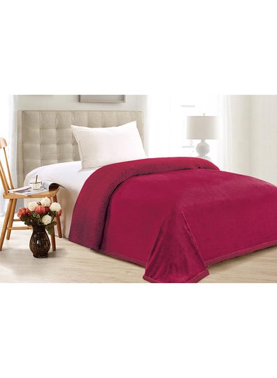Buy Double Sided Fur Bed Blanket Faux Fur Pink in UAE