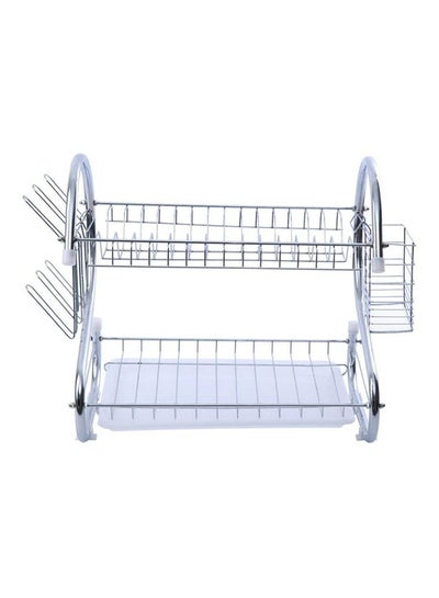 Buy 2 Tiers Dish Rack Silver 43x39x25centimeter in UAE