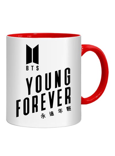 Buy BTS Young Forever Printed Mug White/Red/Black in UAE