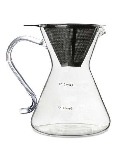 Buy 2-Piece Coffee Jug With Strainer Set Clear 11.5x11.5x15.5centimeter in UAE