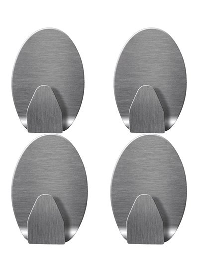 Buy 4-Piece Self Adhesive Joy Hook Set Silver in UAE