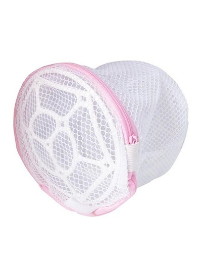 Buy Mesh Cylindrical Laundry Bag White/Pink in UAE