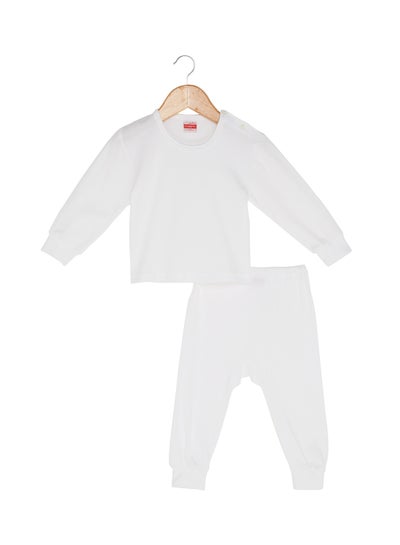 Buy Cotton T-shirt And Pajama Set White in UAE