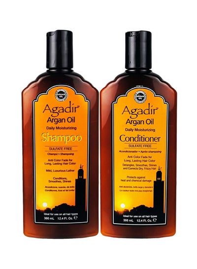 Buy 2-Piece Argan Oil Daily Moisturizing Shampoo And Conditioner Set 366ml in Saudi Arabia