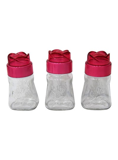 Buy 3-Piece Salt And Pepper Shakers Set Clear/Pink 3 x 100ml in Saudi Arabia