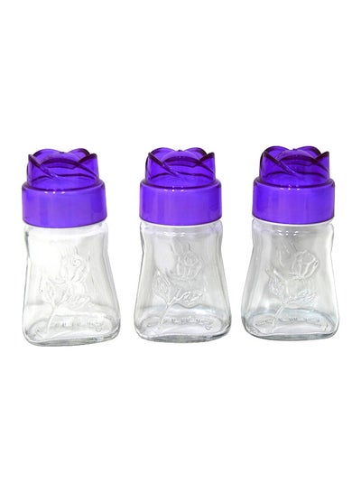 Buy 3-Piece Salt And Pepper Shakers Set Clear/Purple 3 x 100ml in Saudi Arabia