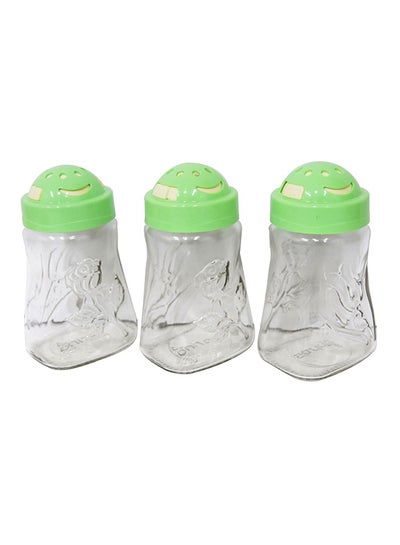 Buy 3-Piece Salt And Pepper Canister Set Clear/Green 3 x 370ml in Saudi Arabia