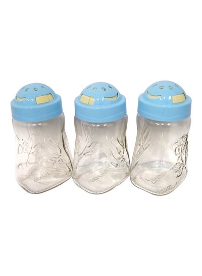 Buy 3-Piece Salt And Pepper Canister Set Clear/Blue 3 x 370ml in Saudi Arabia