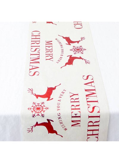 Buy Snowflake Moose Printed Table Cloth White 28x270centimeter in UAE