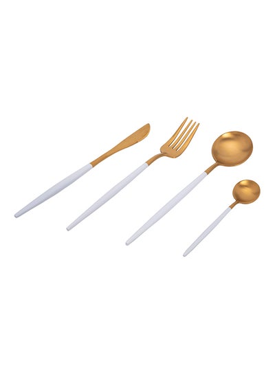 Buy 16-Piece Cutlery Set Gold/White in Saudi Arabia