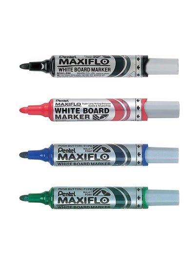 Buy 4-Piece Maxiflo Medium Bullet Tip Whiteboard Marker Multicolour in UAE