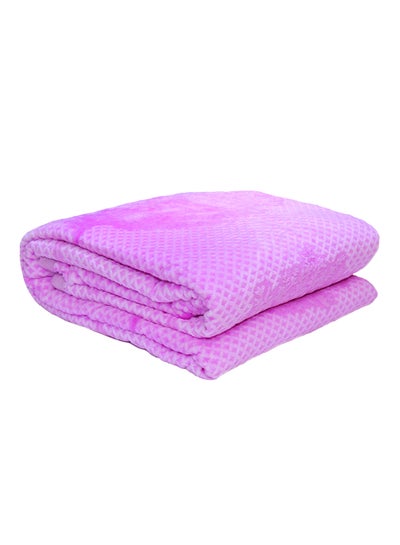 Buy Flannel Bed Blanket Flannel Pink 200x220centimeter in UAE