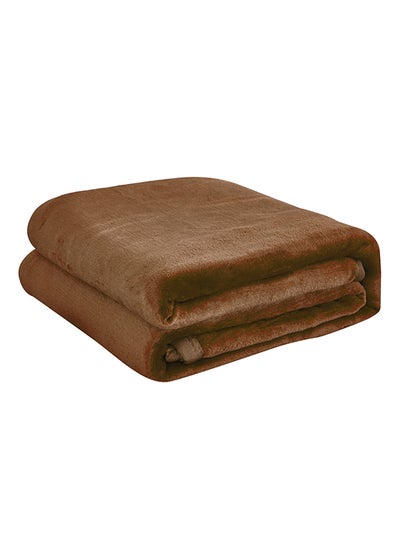 Buy Super Soft Flano Blanket Flannel Brown 220x200cm in UAE