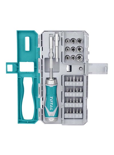 Buy 33-Piece Ratchet Screwdriver And Socket Set Green/Grey/Silver 125mm in UAE