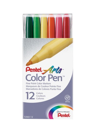 اشتري طقم أقلام تلوين بطرف رفيع مكون من 12 قطعة متعدد الألوان في الامارات