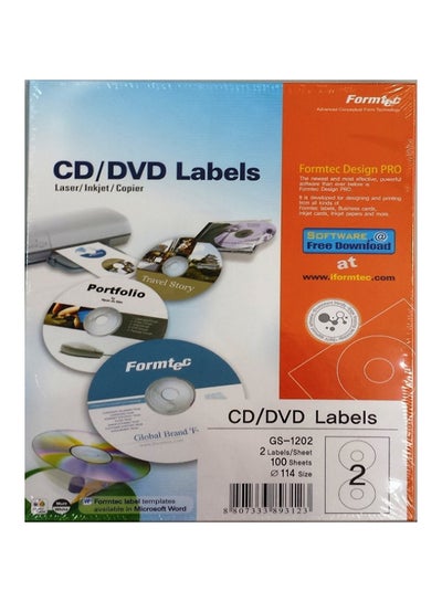 Buy Two CD Labels Per Sheet Box Of 100 Sheets in UAE