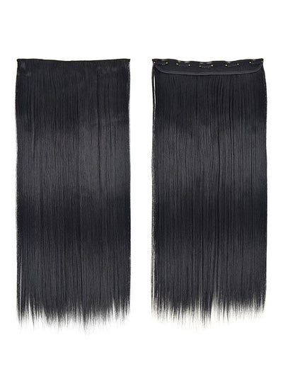 Buy One Piece Elegant Lace Human Hair Straight Wig Black 60centimeter in Saudi Arabia