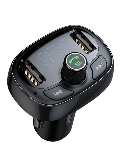 اشتري Bluetooth FM Transmitter Wireless Radio Adapter Car Kit with Dual USB Charging Car Charger MP3 Player Support TF Card & USB Disk أسود في السعودية