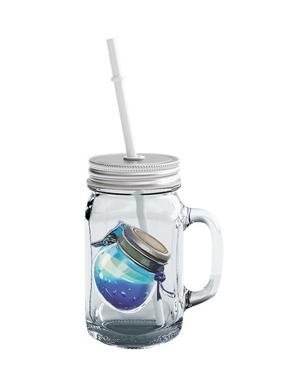 Buy Fortnite Chug Potion Fortnite Mason Jar With Straw Clear/Silver/White in Saudi Arabia