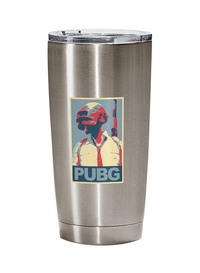 Buy PUBG Player Printed Tumbler With Lid Silver/White/Clear 11ounce in UAE