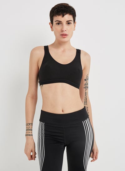 Buy Racer Back Padded Active Bra Black in UAE