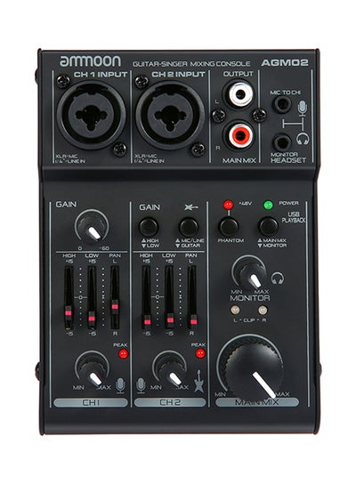 Buy Mini 2-Channel Sound Card Digital Audio Mixer AGM02 Black in UAE