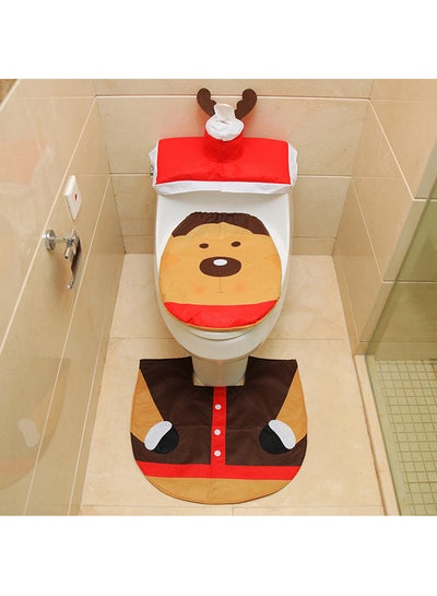 Buy 4-Piece Santa Toilet Seat Cover With Rug Multicolour in Saudi Arabia