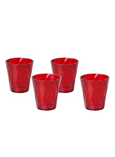 Buy 4-Piece Glass Set Red 0.3Liters in Egypt