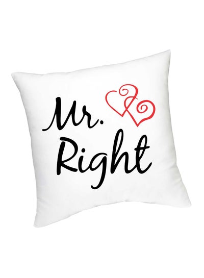 Buy Mr. Right Printed Cushion White/Black/Red 45cm in UAE