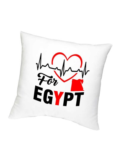 اشتري وسادة مطبوع عليها عبارة "Heart Beats For Egypt" أبيض/أسود/أحمر 45سم في الامارات