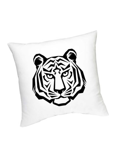 Buy Tiger Face Printed Cushion White/Black 45cm in UAE