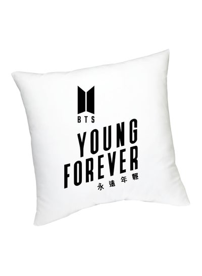 اشتري وسادة مطبوع عليها عبارة Young Forever أبيض/أسود 45 سنتيمتر في الامارات