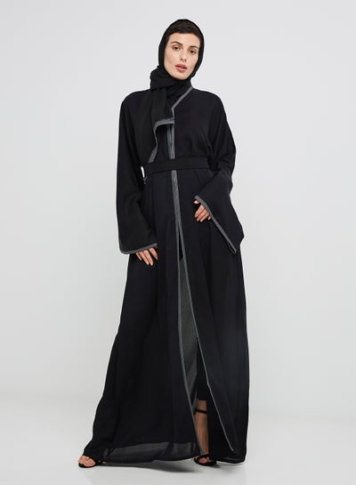 Buy Embroidered Detail Abaya Black in UAE