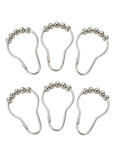 Buy 6-Piece Rings Stainless Steel Shower Curtain Hooks Silver 35x25x15centimeter in UAE