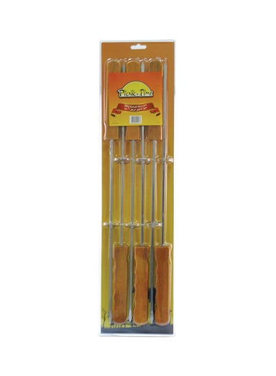 Buy 6-Piece Barbeque Skewer Brown/Silver in UAE