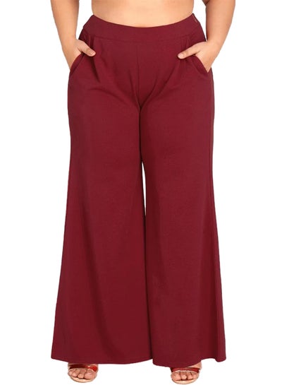 Buy High Waist Flared Pants Burgundy in UAE