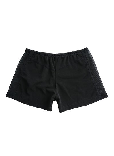 Buy Elastic Waistband Solid Shorts Black in Saudi Arabia