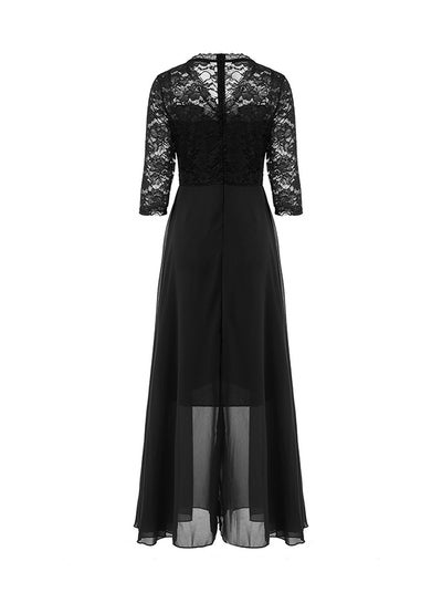 Buy Chiffon Elegant Maxi Dress Black in UAE